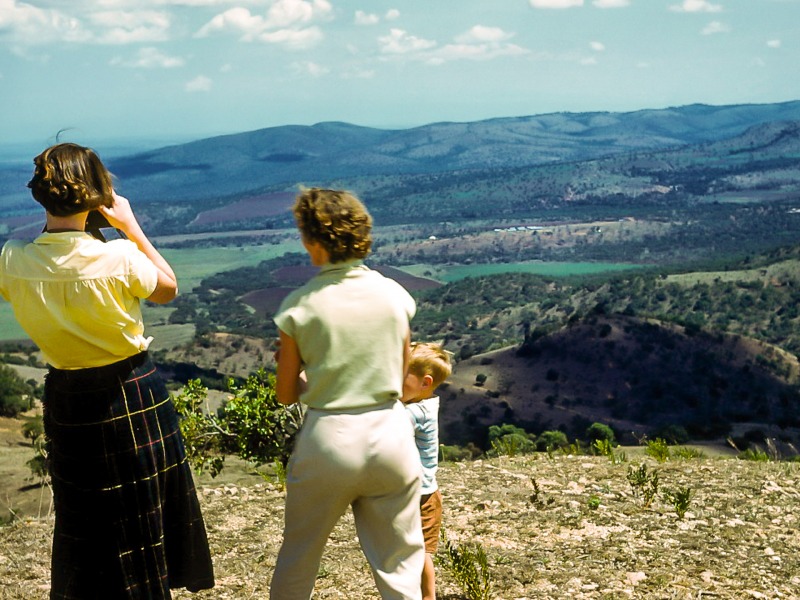 View from hill, Chebororwa, ?, Betty, Peter