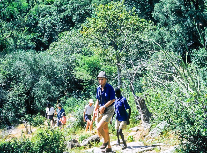 John Richardson walking up the escarpment