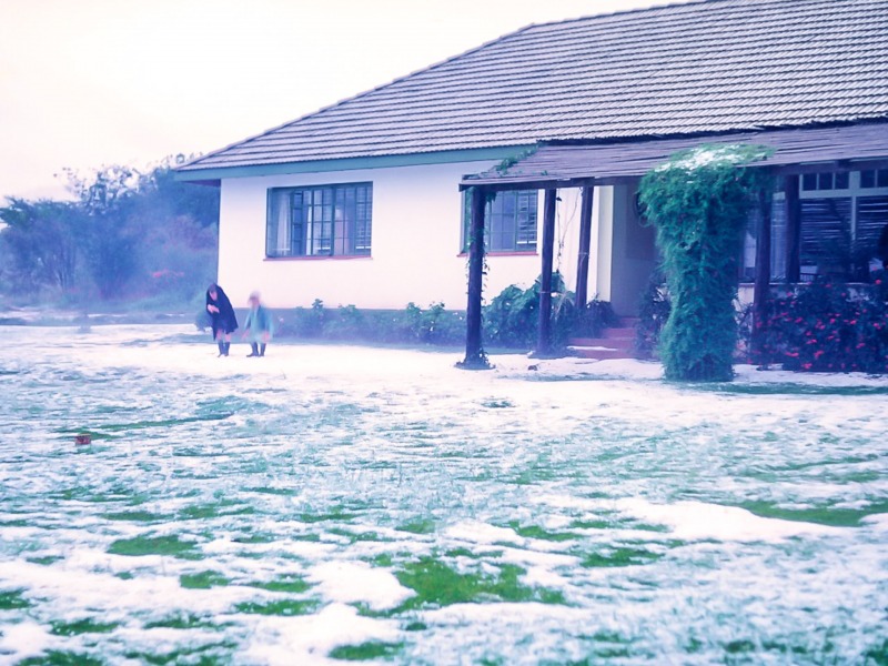 House and garden at Chebororwa in hail