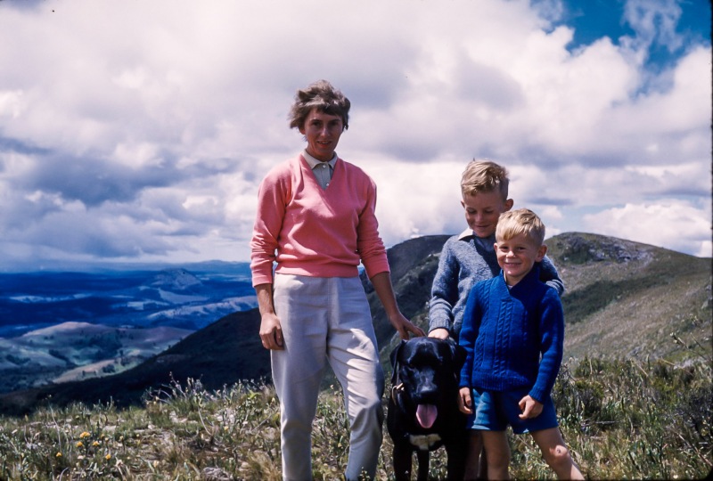 Betty, Stephen, Peter and Rich on flat top hill over Chebororwa