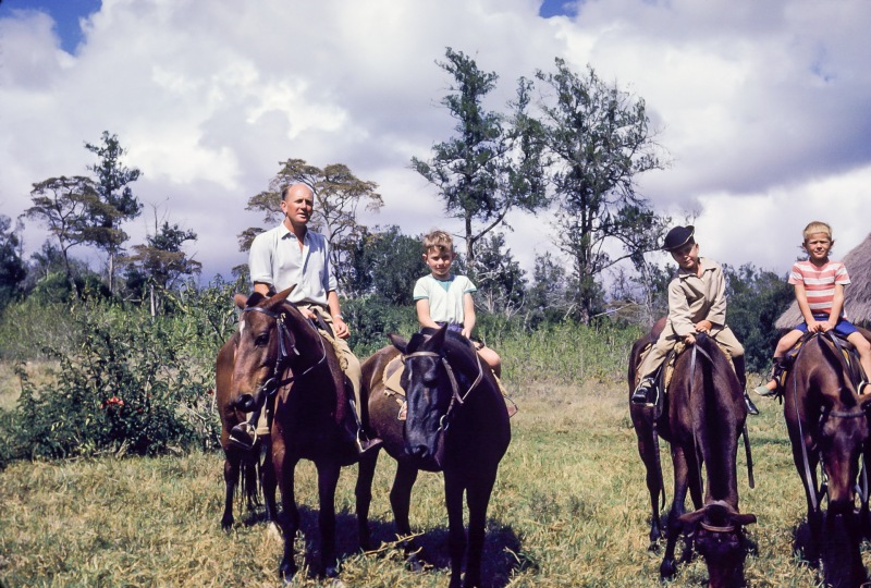 Mike, Stephen, ? and Peter on horse back