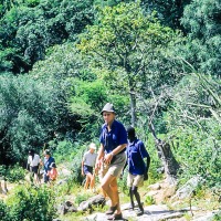 John Richardson walking up the escarpment