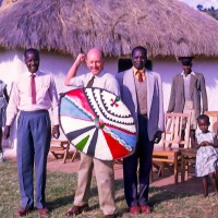 Chebororwa, shield presentation to Mike and Betty bu Chief Henry, 1963.