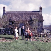 Betty Blasdale, Charles Blasdale, Jean Blasdale, Stephen Blasdale,  Peter Blasdale at Linnington Cottage, Wambrook, Chard, 1963