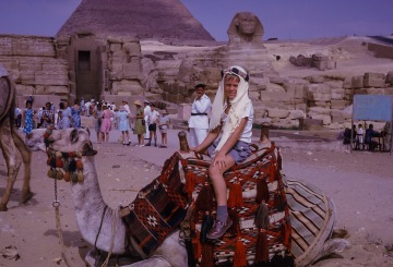 Peter and Camel in front of the pyramid, 1965