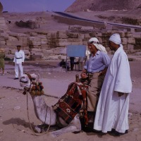 Mike and Camel in front of the pyramid, 1965