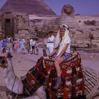 Peter and Camel in front of the pyramid, 1965