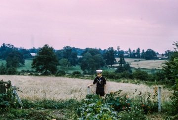 Stephen at bottom of garden at Greenstead Green