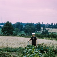 Stephen at bottom of garden at Greenstead Green