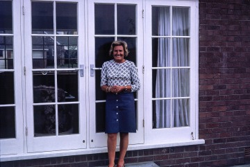 Joan Blasdale outside their house in Macclesfield