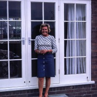 Joan Blasdale outside their house in Macclesfield