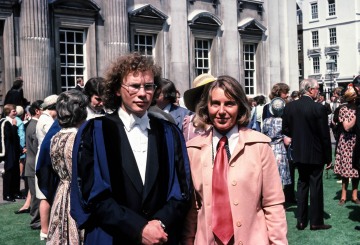 Stephen Blasdale and Betty Blasdale at graduation day, Senate House, Cambridge