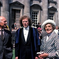 Mike Blasdale, Stephen Blasdale and grandmother May Read at graduation day, Senate House, Cambridge