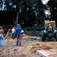 Lodge Farm, Gisslingham. Straw carting, Betty Blasdale, Tony Gawthrop, Janette Gawthrop, Mike Gawthrop