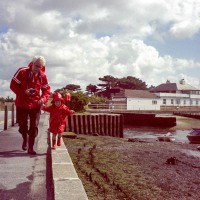 Feeding the ducks at The Haven, Hill Head