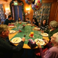 Winnie's table - note the pun on her name on the balloon stay