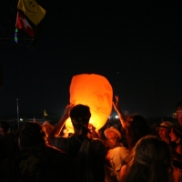 Launching a Chinese lantern, paper balloon