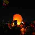 Launching a Chinese lantern, paper balloon