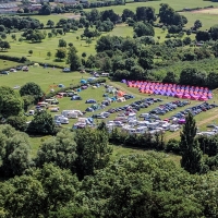 Glastonbury Tor, view of the campsite