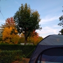 Cormoranche-sur-Saone, sun setting at campsite