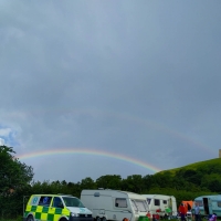 Glastonbury Abbey Extravaganza, Tor and rainbow