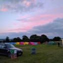 Glastonbury Abbey Extravaganza campsite and pre-erected tents