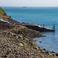 Herm Island, passengers waiting at the steps