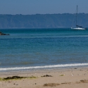 Herm island, view of Sark from Shell beach