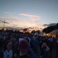 Sun setting on Pilton Party