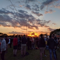 Sun setting on Pilton Party