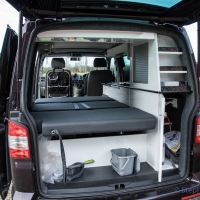 VW T5 seat converted to bed