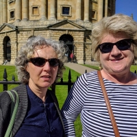 Viv and Valerie at Radcliffe Camera, Oxford