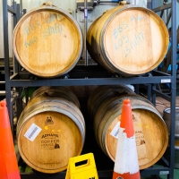 Adnams brewery, a very few wooden casks still used.