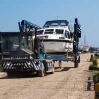 Moving boats at Southwold