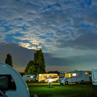 Cambridge, Camping and Caravan site at night.