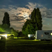 Cambridge, Camping and Caravan site at night.