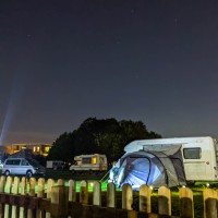 Cambridge, Camping and Caravan site at night.