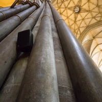 Salisbury Cathedral, notice the bend in the pillars under the tower, not all camera distorion!!