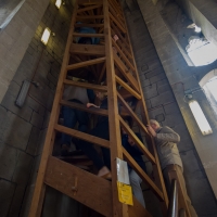 Salisbury Cathedral tower tour.Now going up again to the base of the spire