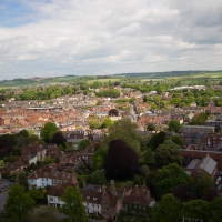 Salisbury Cathedral tower tour. View of Salisbury