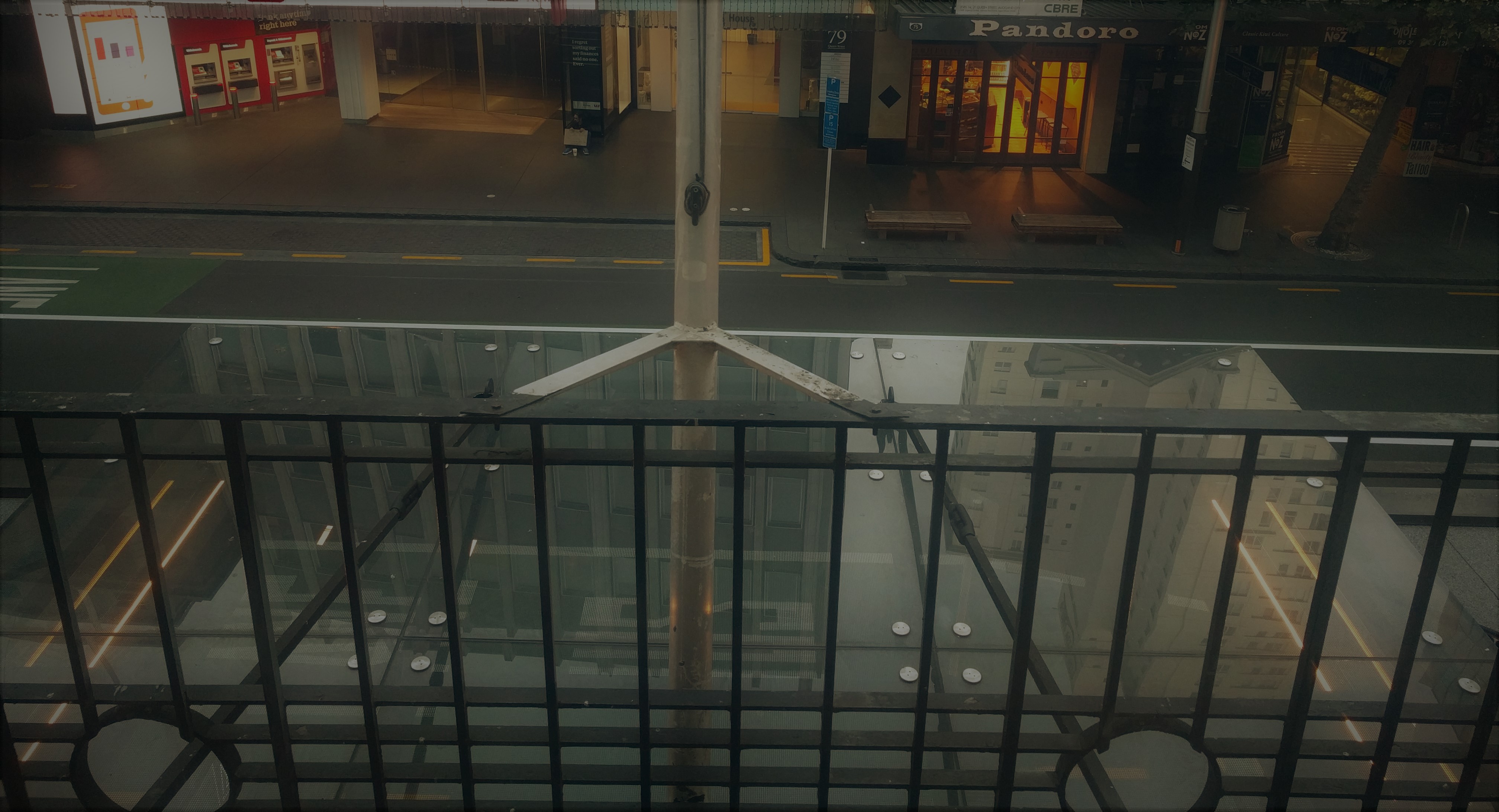 View from the hotel of Queens street, Aukland, New Zealand