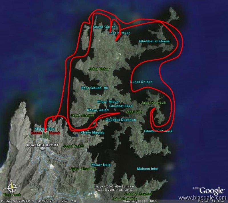 The route of our Oman sea voyage in the Arab dhow
